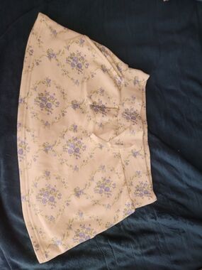 Women's Floral Cream Mini Skirt with Lilac Accents